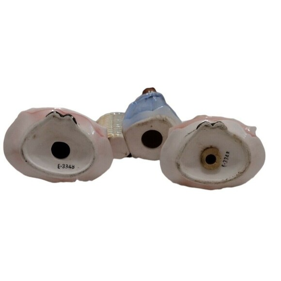 Vintage 3 pcs Praying Women Salt Pepper Shakers Toothpick Holder Daily Bread SEE - Picture 3 of 4